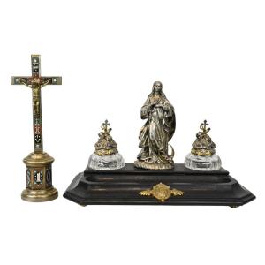 Inkwell And Crucifix Cardinal Mermillod - 19th Century